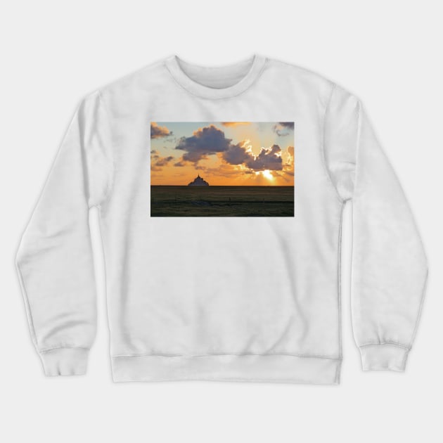 Mont St Michel Sunset Crewneck Sweatshirt by Ludwig Wagner